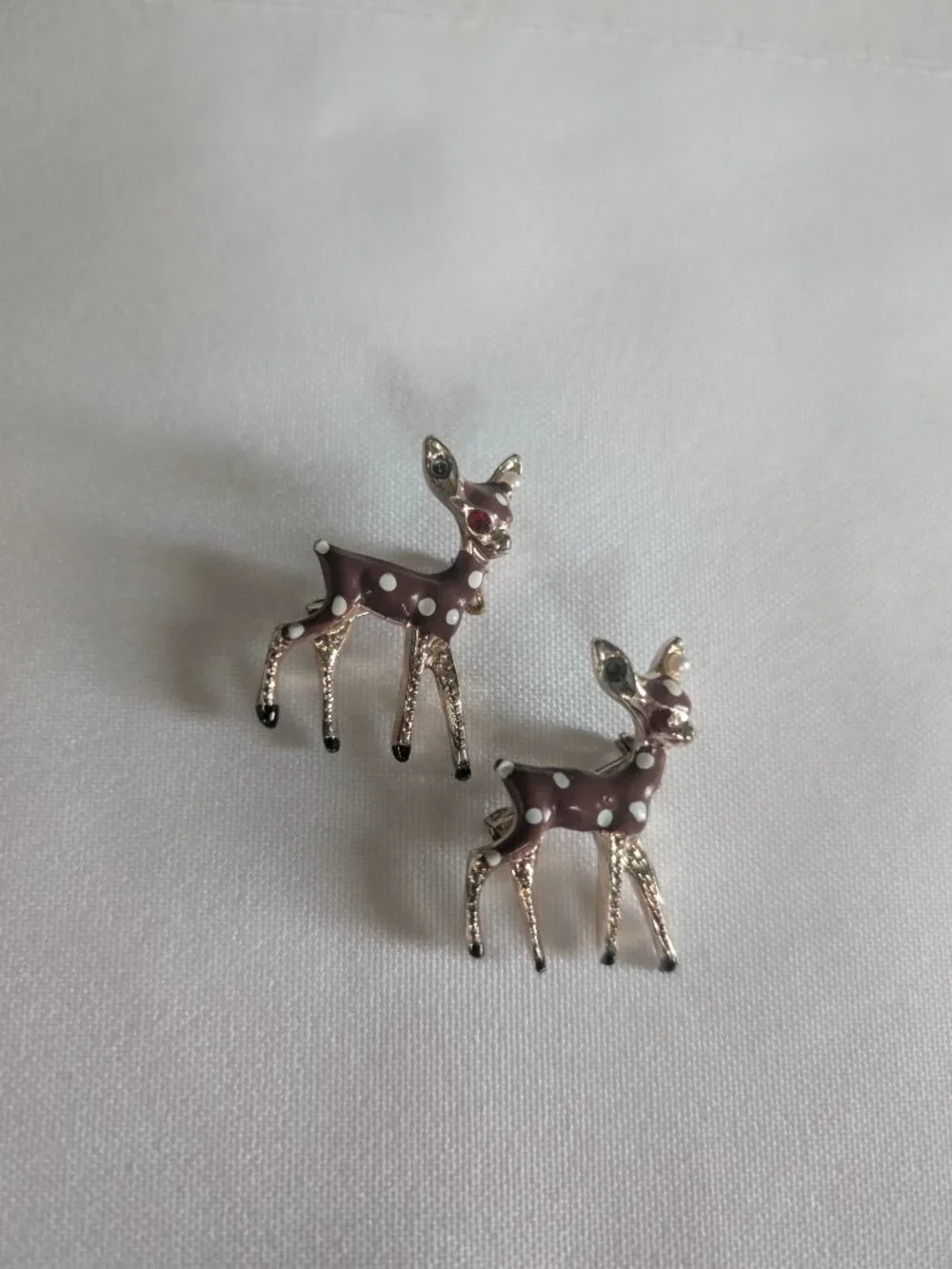 Vintage Late 50s Early 70s Deer Fawn Scatter Pin Brooches Set of Two